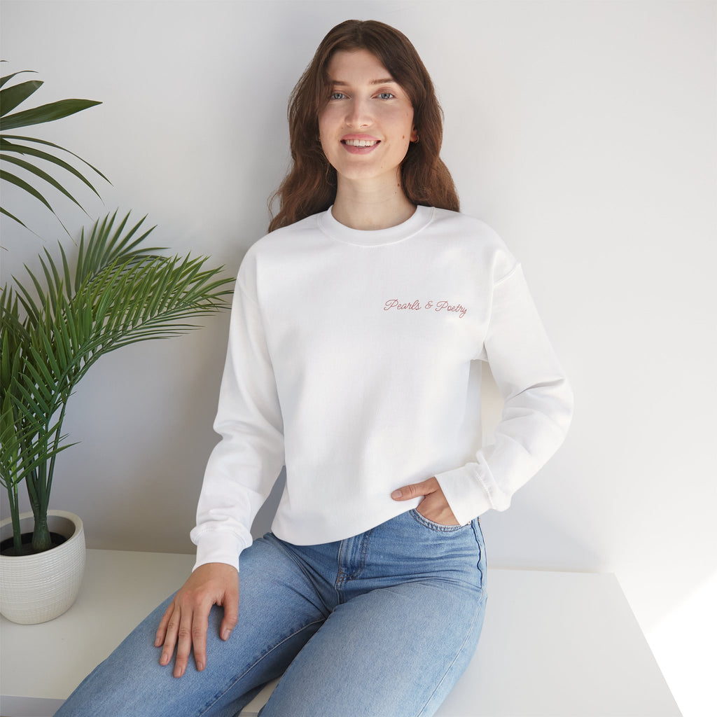 Pearls & Poetry Coquette Crewneck Sweatshirt — Cute Feminine Aesthetic