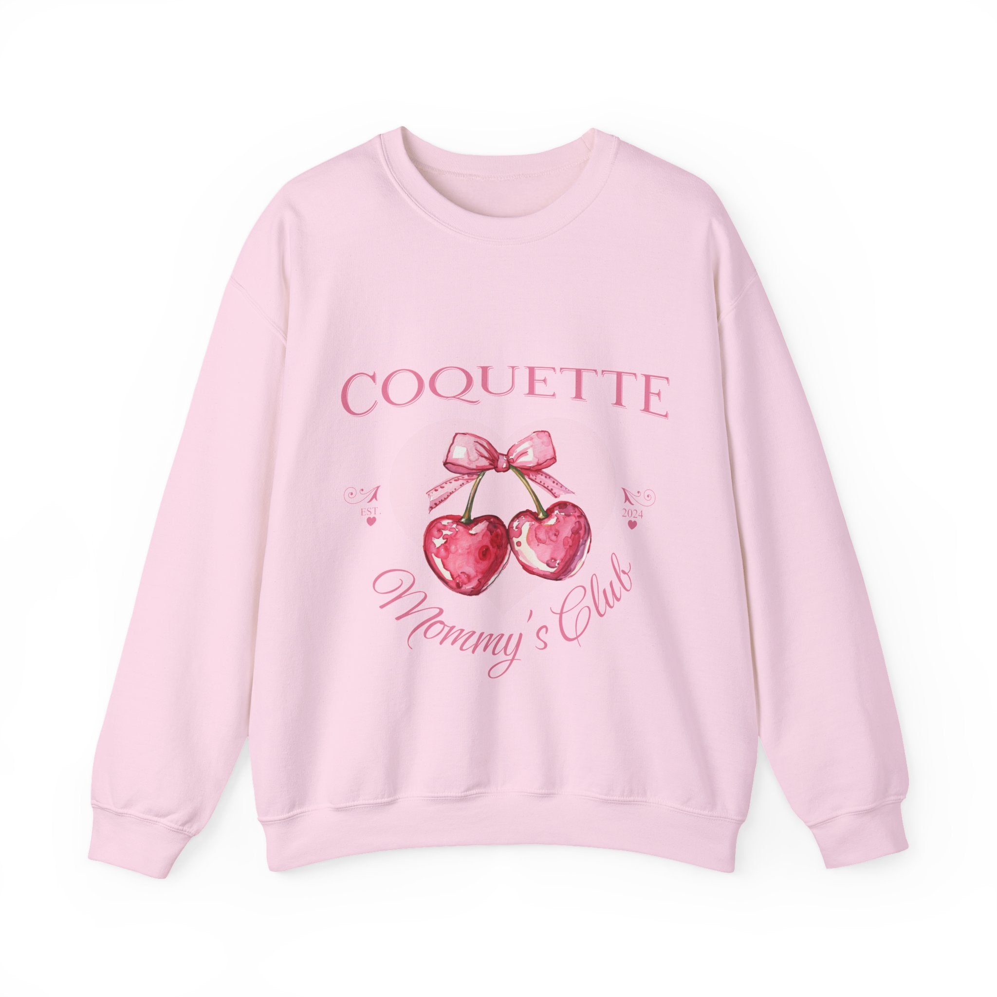 Coquette Mommy's Club Sweatshirt — Pink Cherry Heart Crewneck