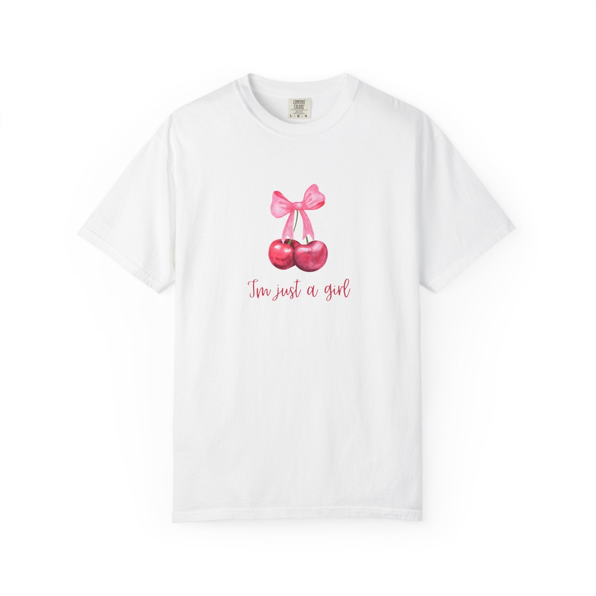 Cherry Graphic T‑Shirt – "I’m Just a Girl" Feminine Vintage Vibe