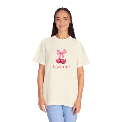 Cherry Graphic T‑Shirt – "I’m Just a Girl" Feminine Vintage Vibe