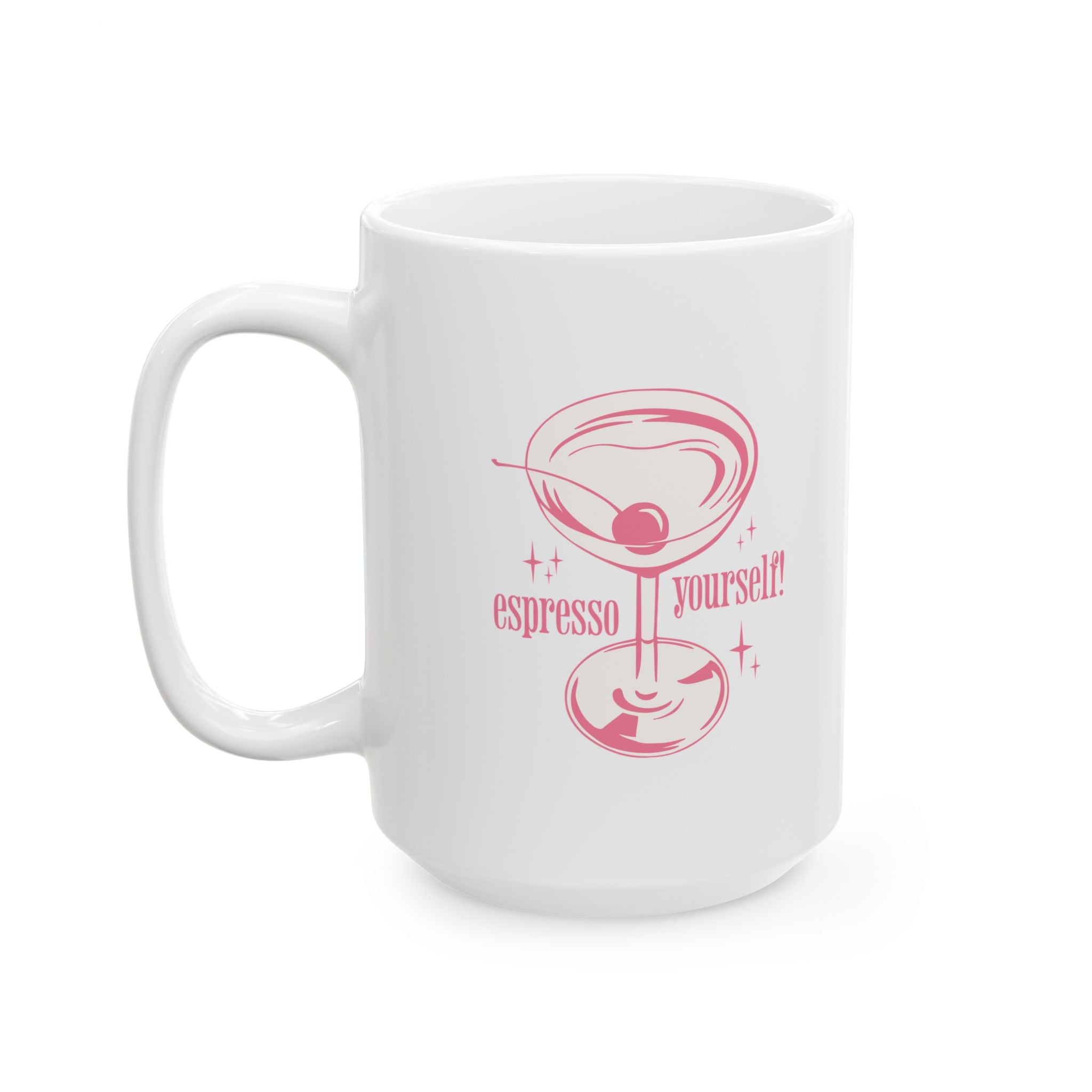 Coffee Mug — Pink Witchy Cat Illustration with 'Espresso' Theme