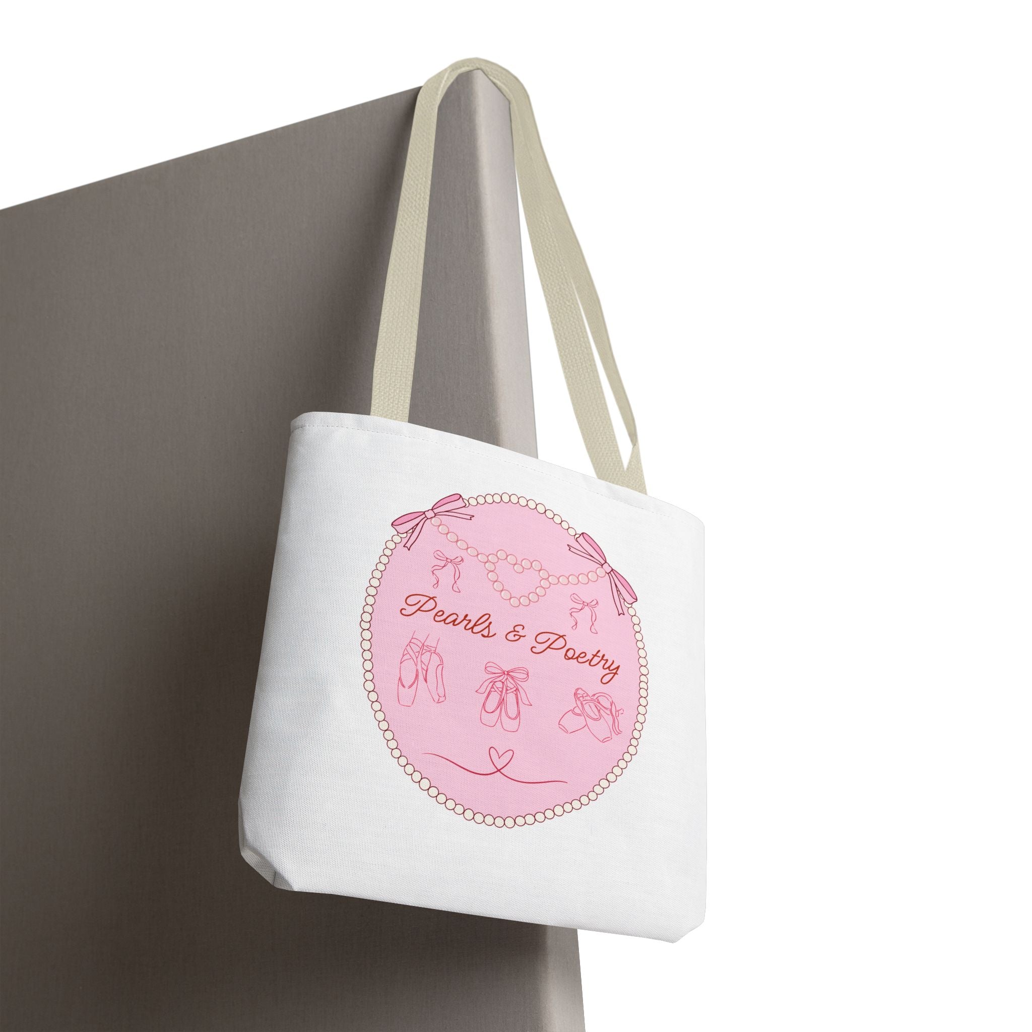 Pearls & Poetry Pink Ballet Tote Bag — Cute Dance-Themed Reusable Shopper