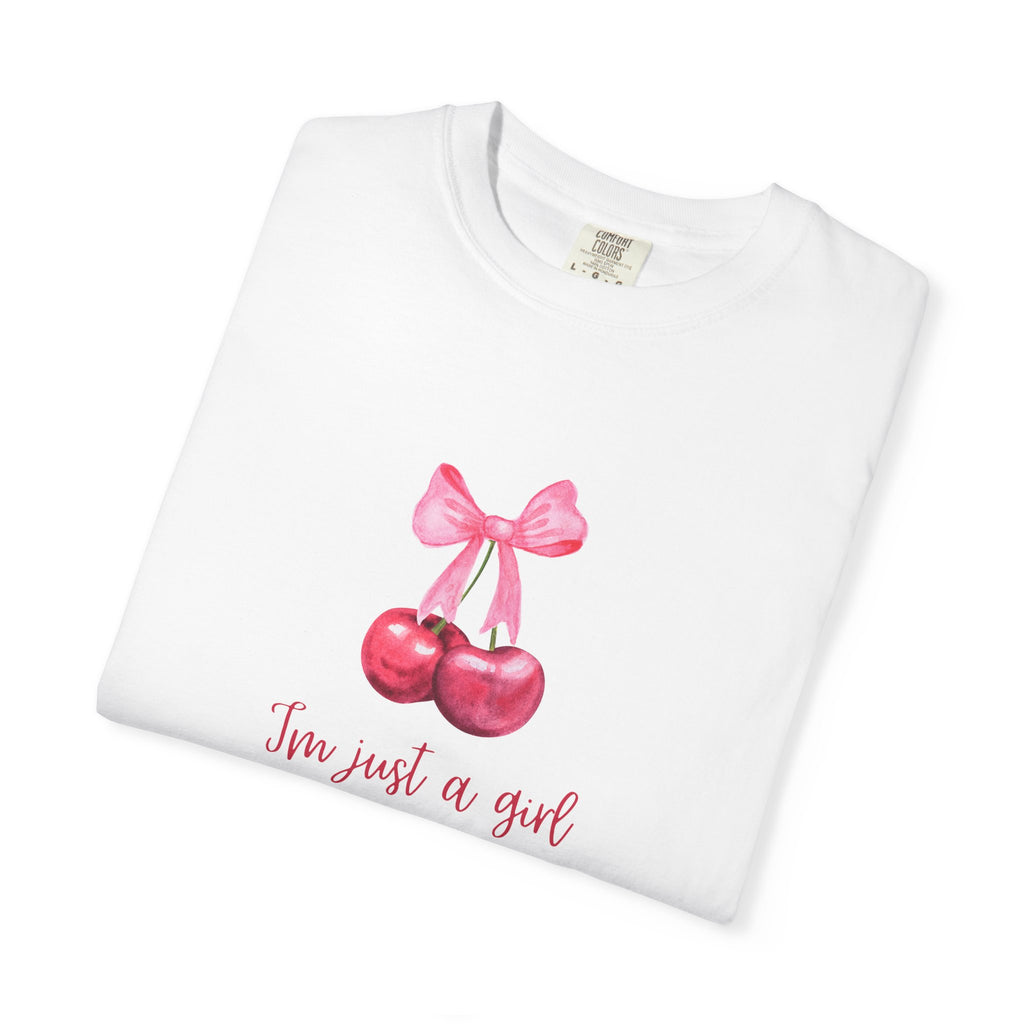 Cherry Graphic T‑Shirt – "I’m Just a Girl" Feminine Vintage Vibe