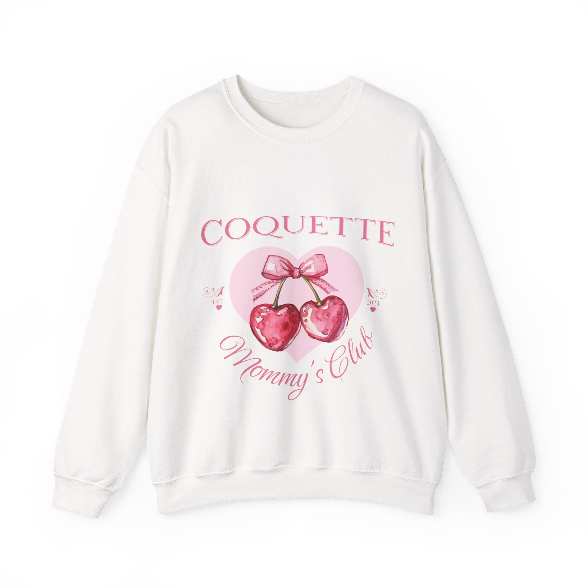 Coquette Mommy's Club Sweatshirt — Pink Cherry Heart Crewneck