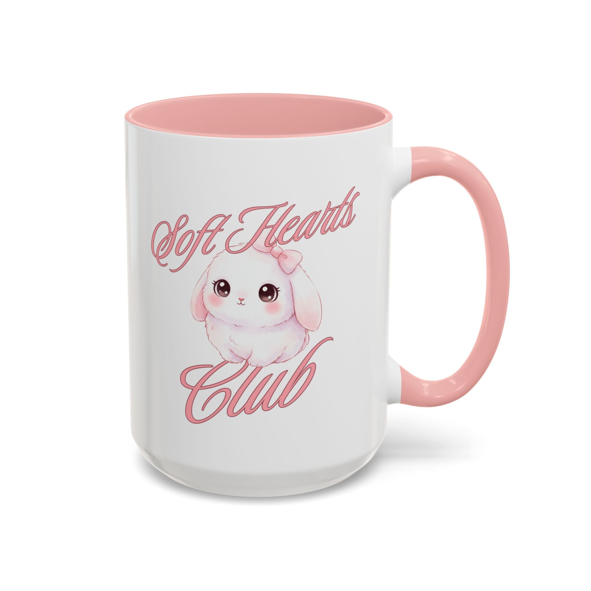 Soft Hearts Club Mug — Cute Pink Bunny Accent Coffee Mug