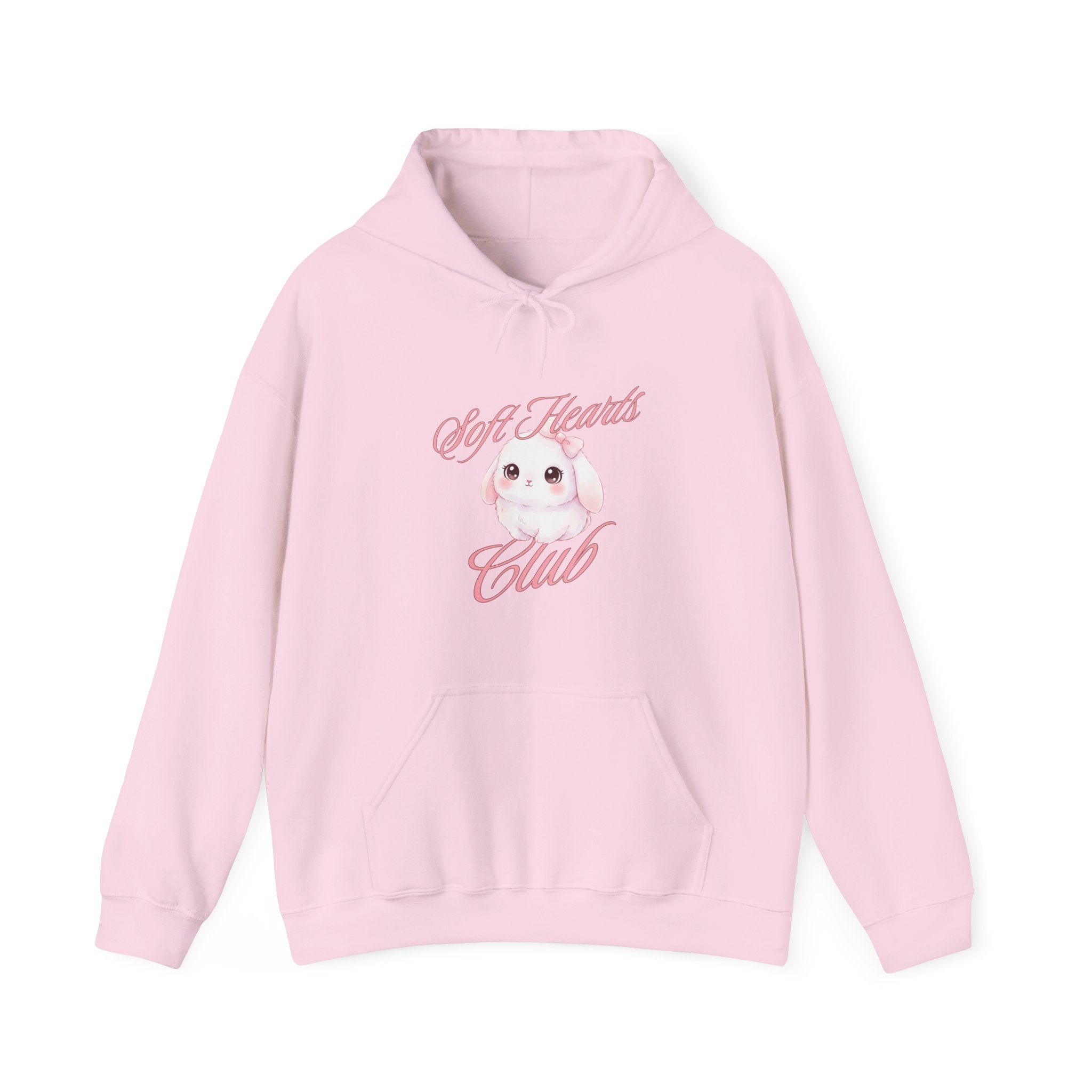 Soft Hearts Club Hoodie — Cute Pastel Bunny Graphic Pullover