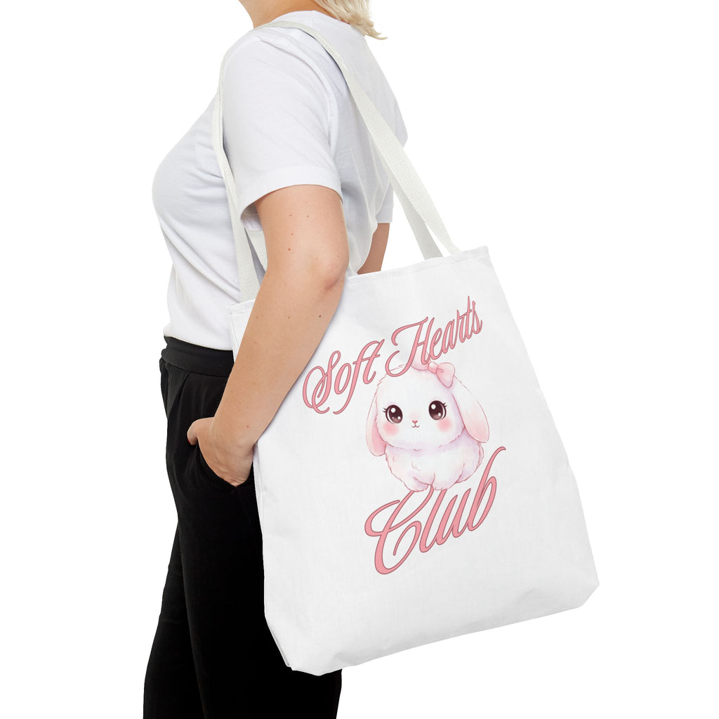 Soft Hearts Club Tote Bag — Cute Pastel Bunny AOP Shopper