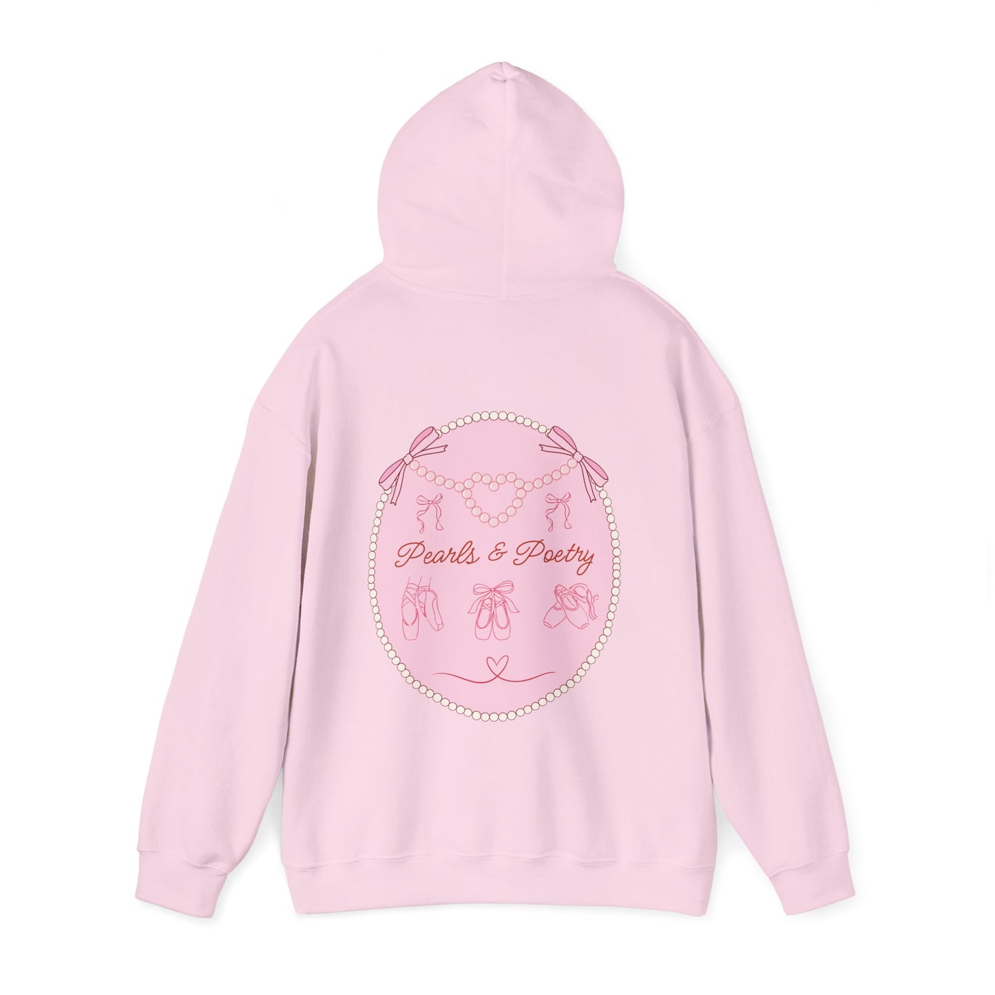 Pearls & Poetry Hoodie — Pink Ballet Emblem Hooded Sweatshirt