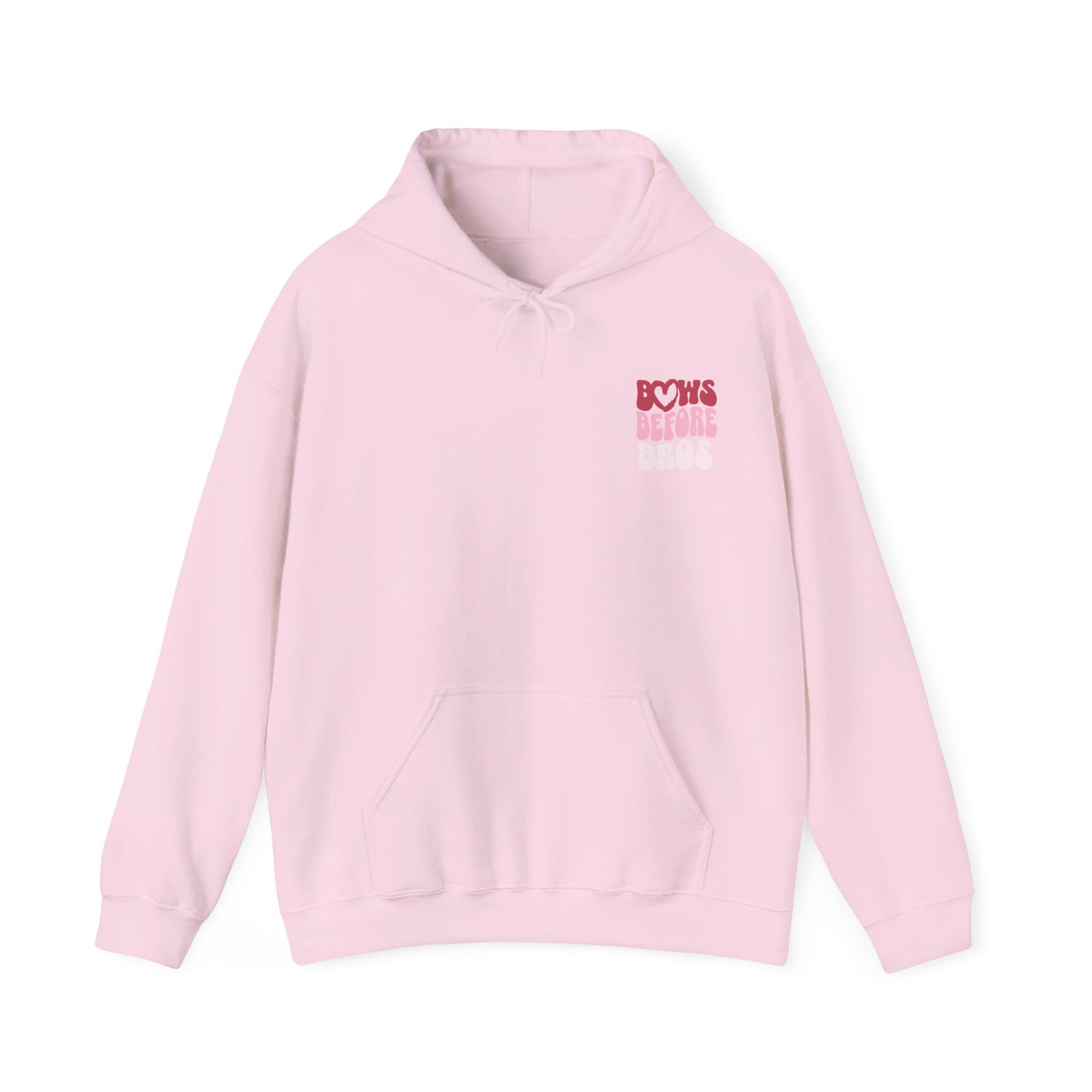 Bows Before Bros Hoodie – Pink Retro Heart Graphic Hooded Sweatshirt