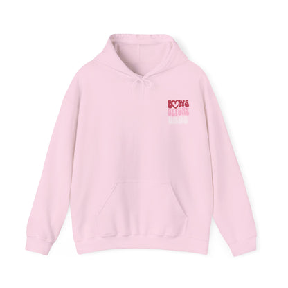 Bows Before Bros Hoodie – Pink Retro Heart Graphic Hooded Sweatshirt