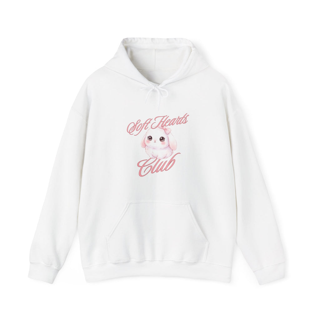 Soft Hearts Club Hoodie — Cute Pastel Bunny Graphic Pullover