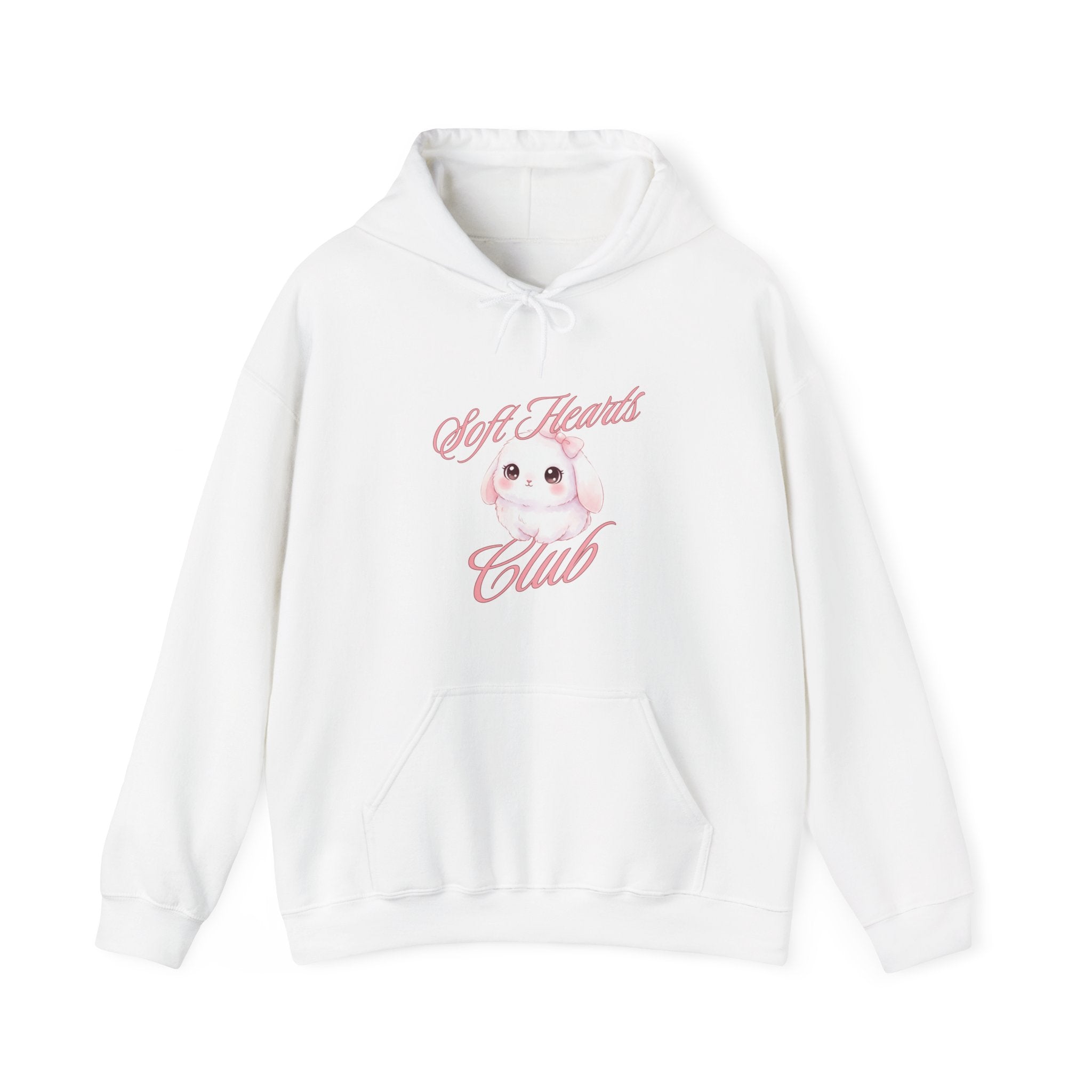 Soft Hearts Club Hoodie — Cute Pastel Bunny Graphic Pullover