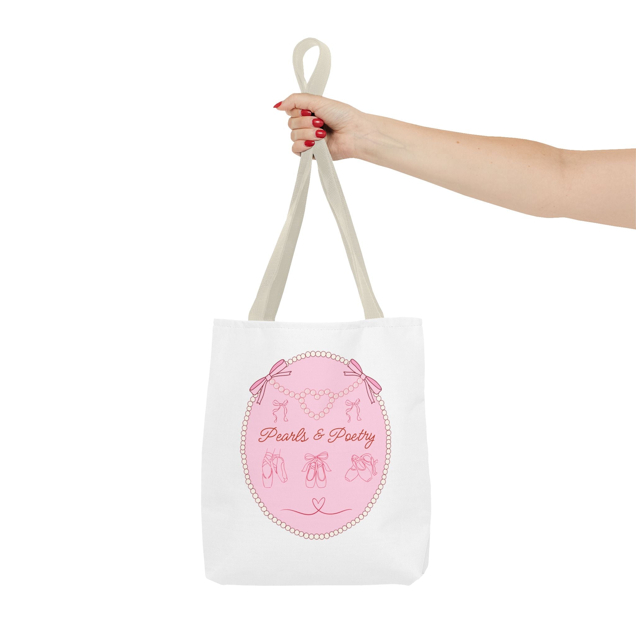 Pearls & Poetry Pink Ballet Tote Bag — Cute Dance-Themed Reusable Shopper