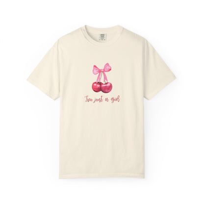 Cherry Graphic T‑Shirt – "I’m Just a Girl" Feminine Vintage Vibe