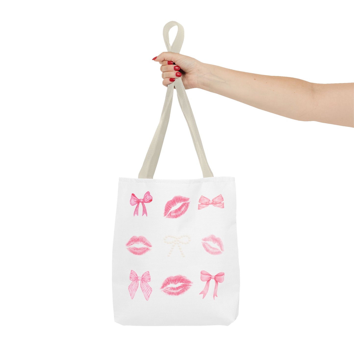 Kiss & Bow Print Tote Bag