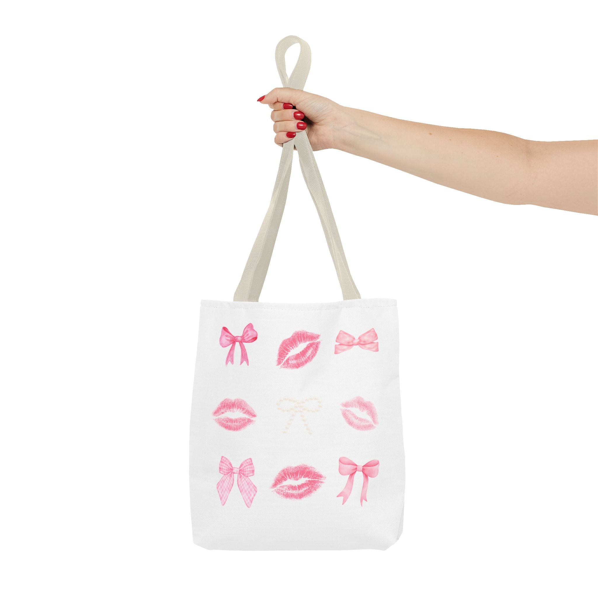 Kiss & Bow Print Tote Bag
