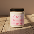 Valentine Kiss Soy Candle — 9oz Scented Jar with Pink Lip & Bow Design