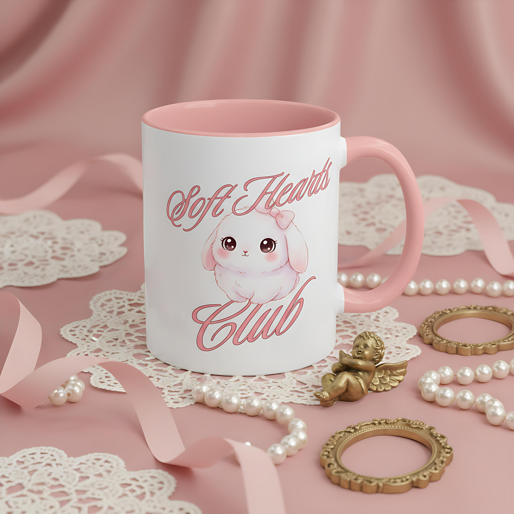 Soft Hearts Club Mug — Cute Pink Bunny Accent Coffee Mug