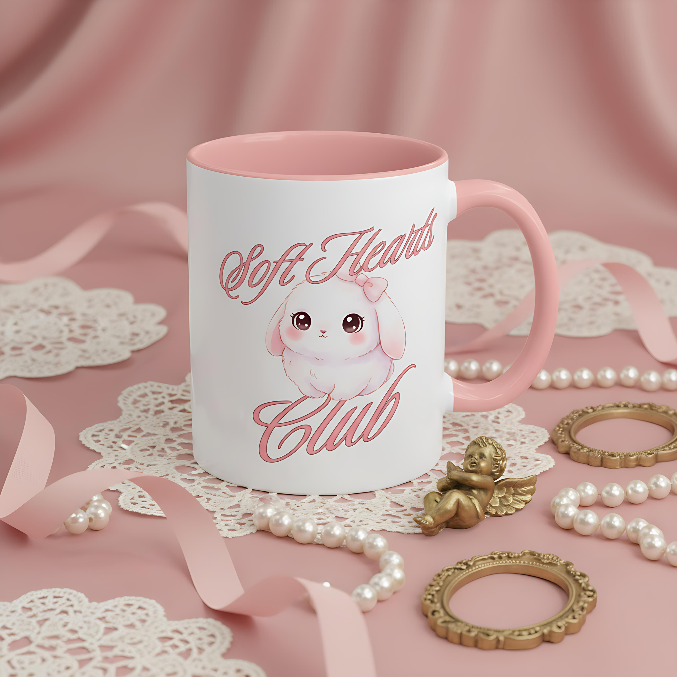 Soft Hearts Club Mug — Cute Pink Bunny Accent Coffee Mug